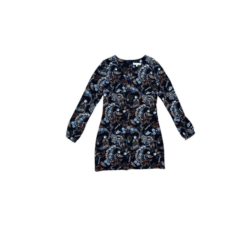 WAYF Womens Multicolor Floral Long Sleeve V-Neck Shift Dress Size Small